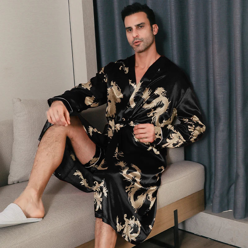 Peignoir satin homme