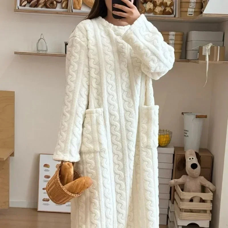 Peignoir Polaire 1 pièce style jacquard Femme