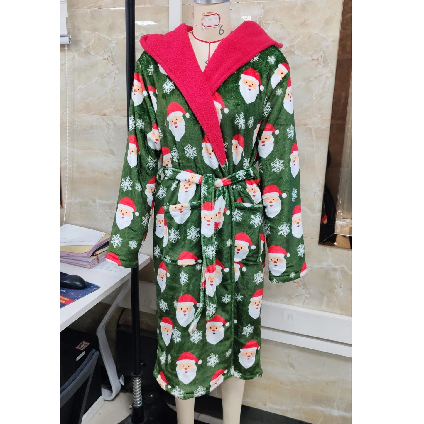 Peignoir Noël Femme Capuche Polyester