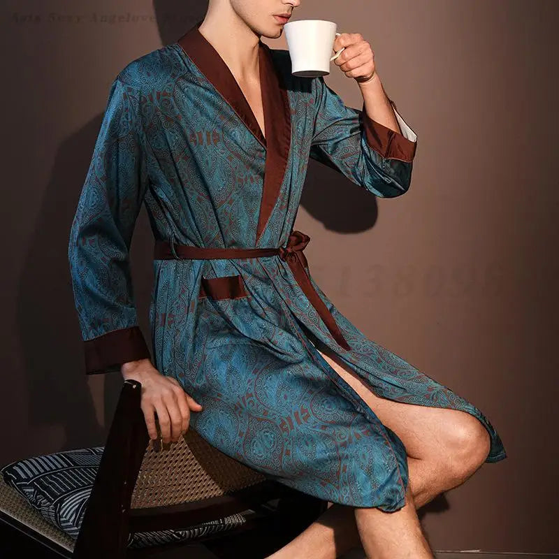 Peignoir Printemps/Été Imprimé Satin Polyester/Élasthanne Homme