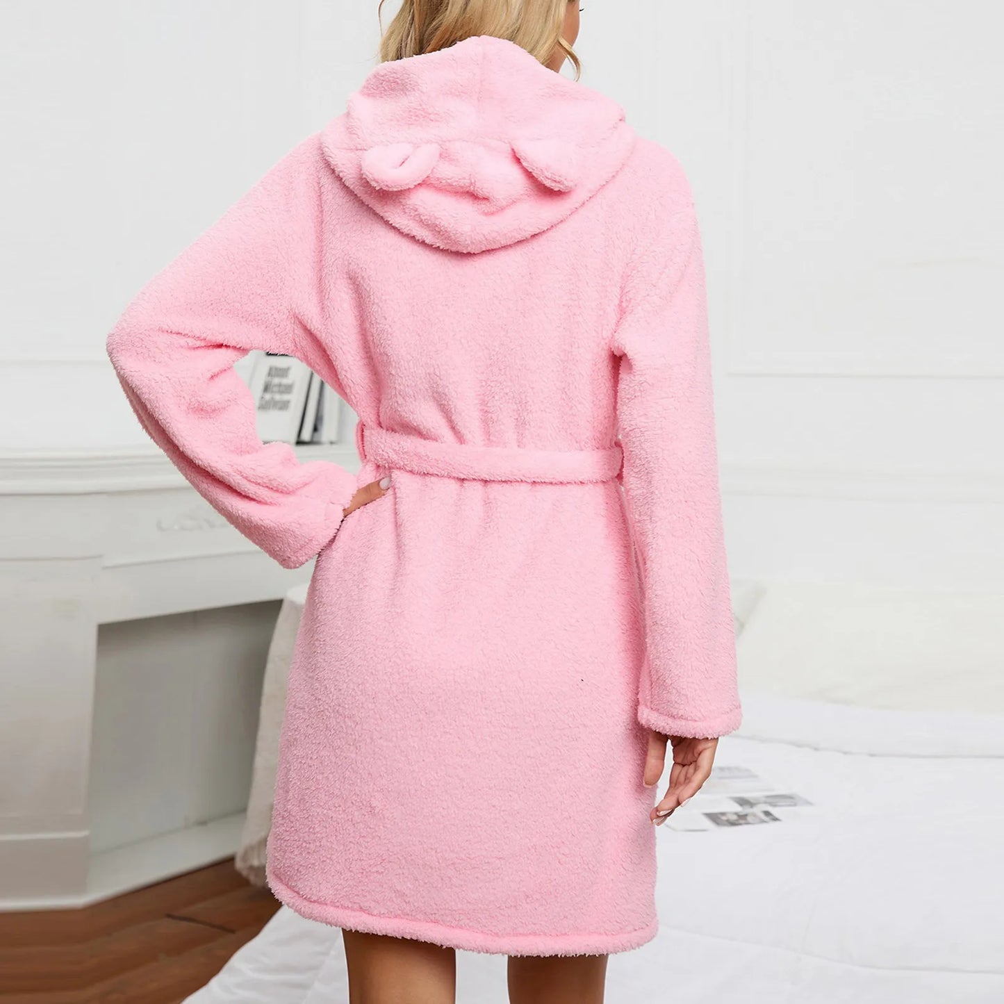 Peignoir de bain oreille femme coton/polyester
