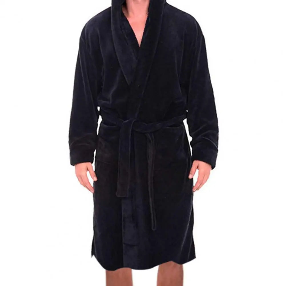 Peignoir flanelle avec capuche Homme