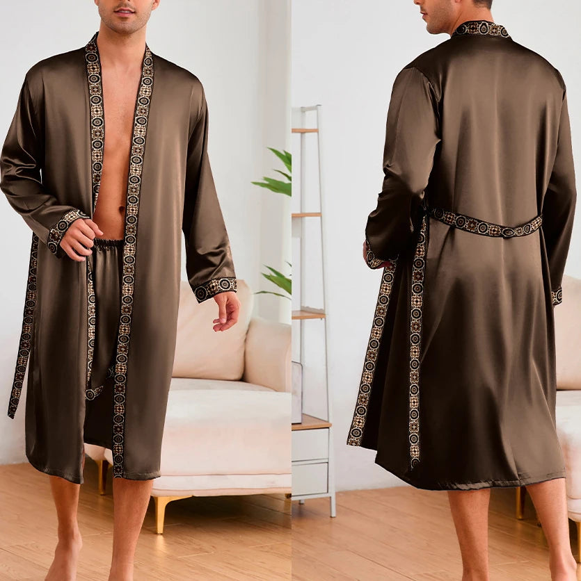 Peignoir Satin oriental Polyester Homme