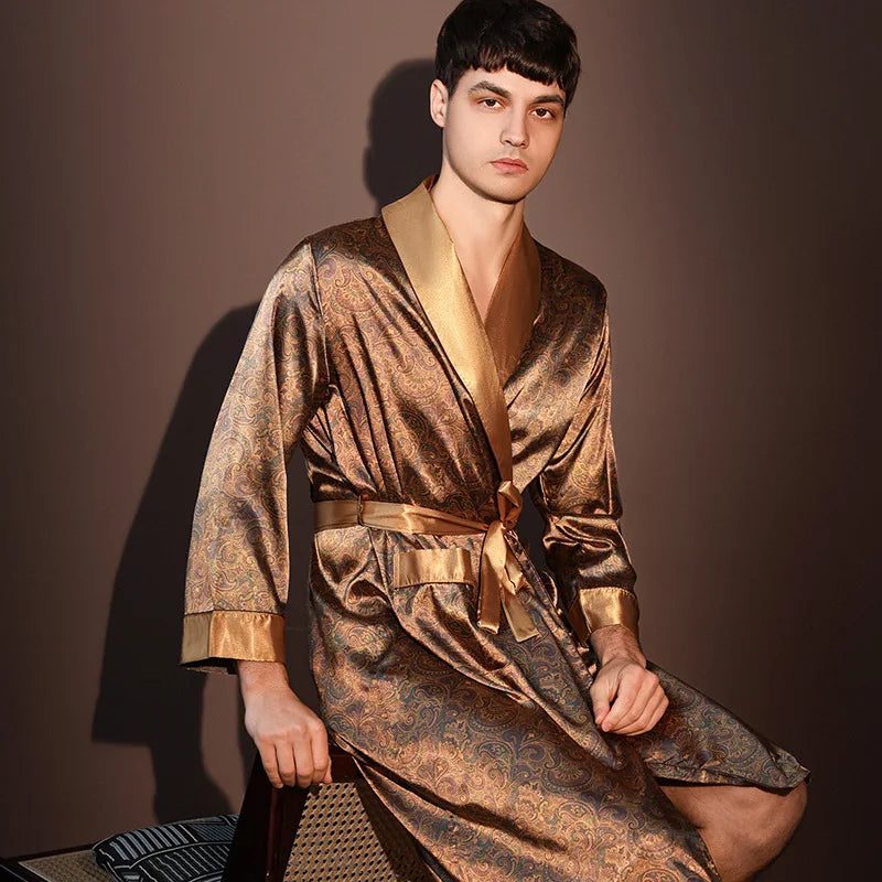 Peignoir soie glacée haut de gamme polyester Homme