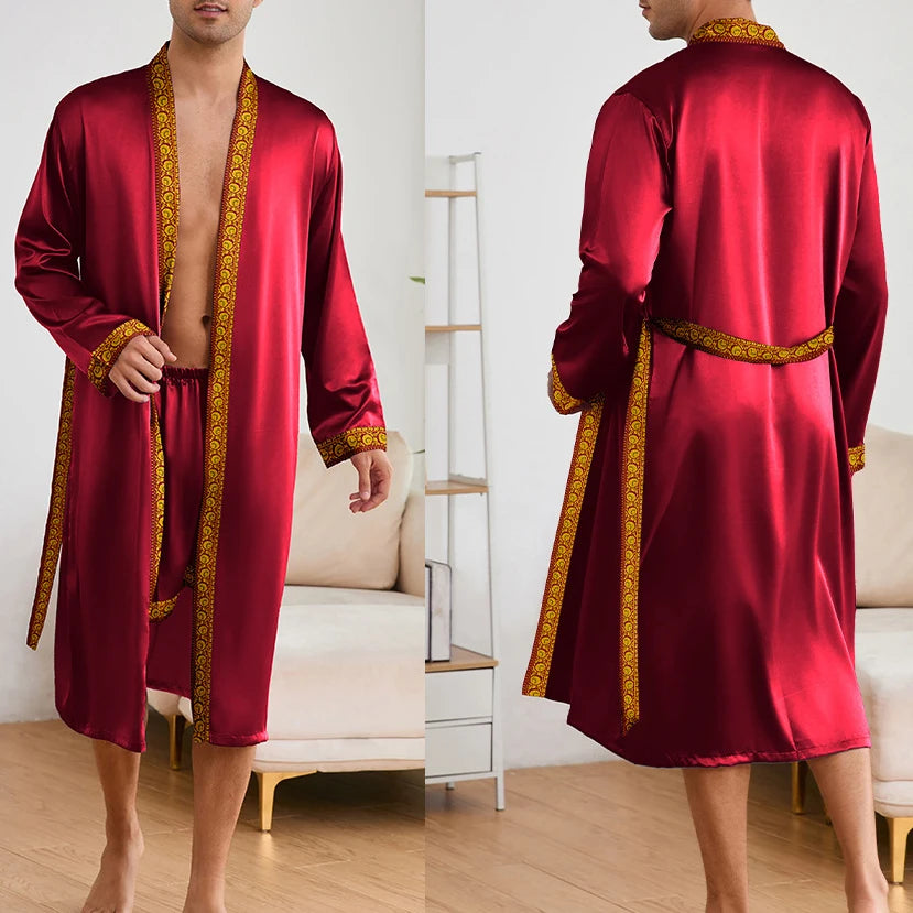 Peignoir Satin oriental Polyester Homme
