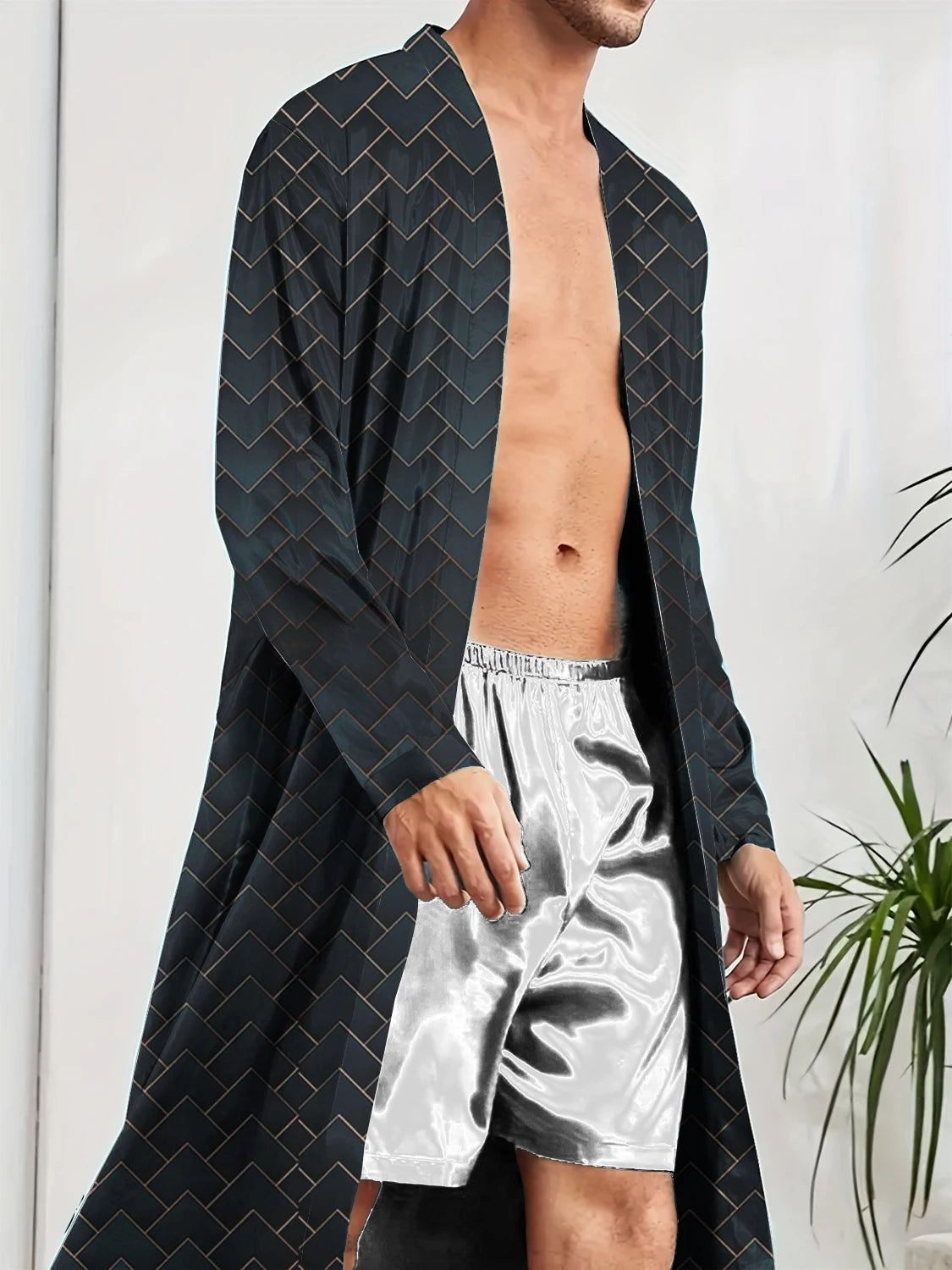 Peignoir soie glacée polyester Homme 2025