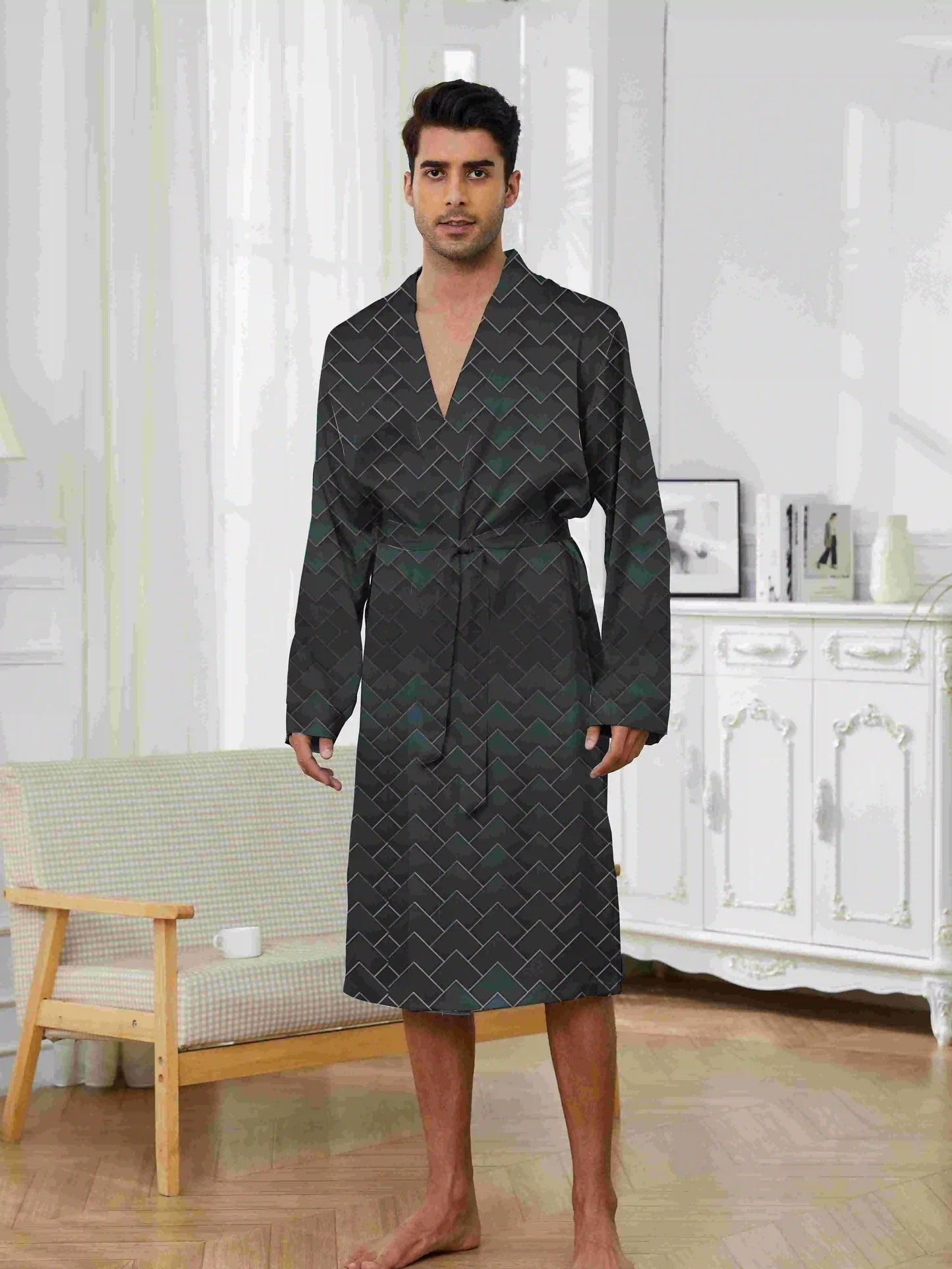 Peignoir soie glacée polyester Homme 2025