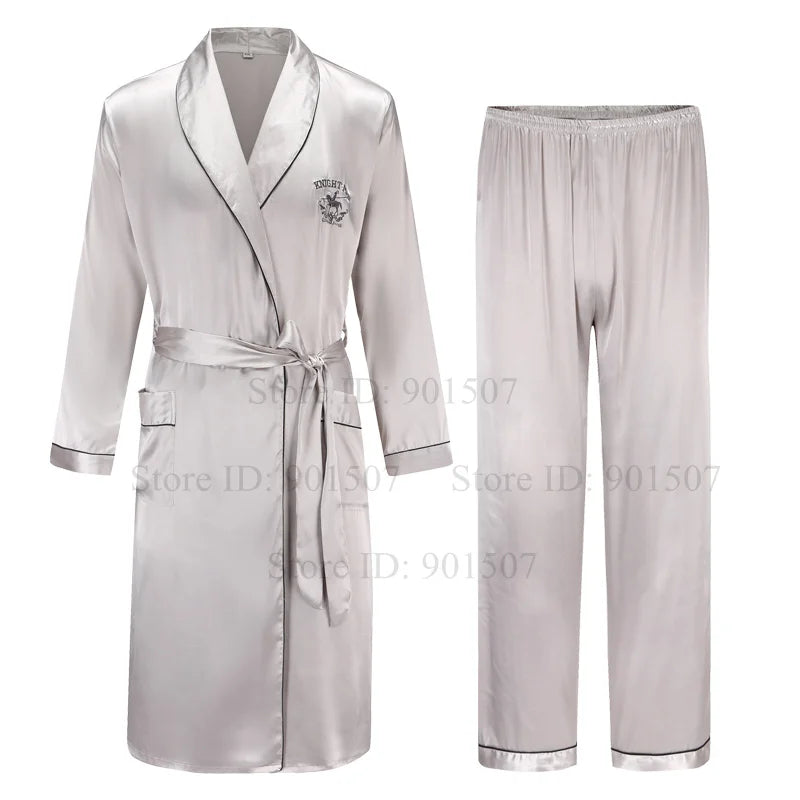 Peignoir 2 pièces satin polyester Homme