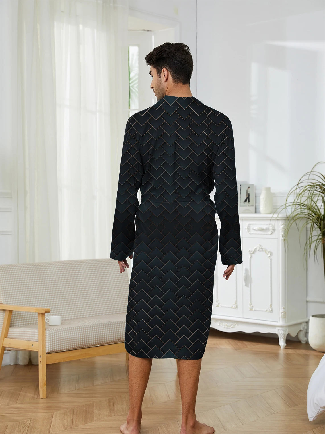 Peignoir soie glacée polyester Homme 2025
