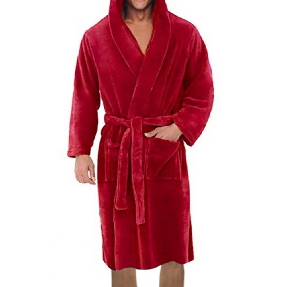 Peignoir flanelle avec capuche Homme