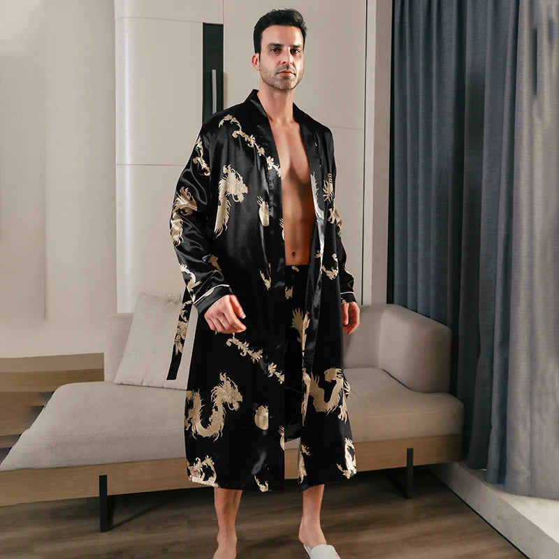 Peignoir satin homme