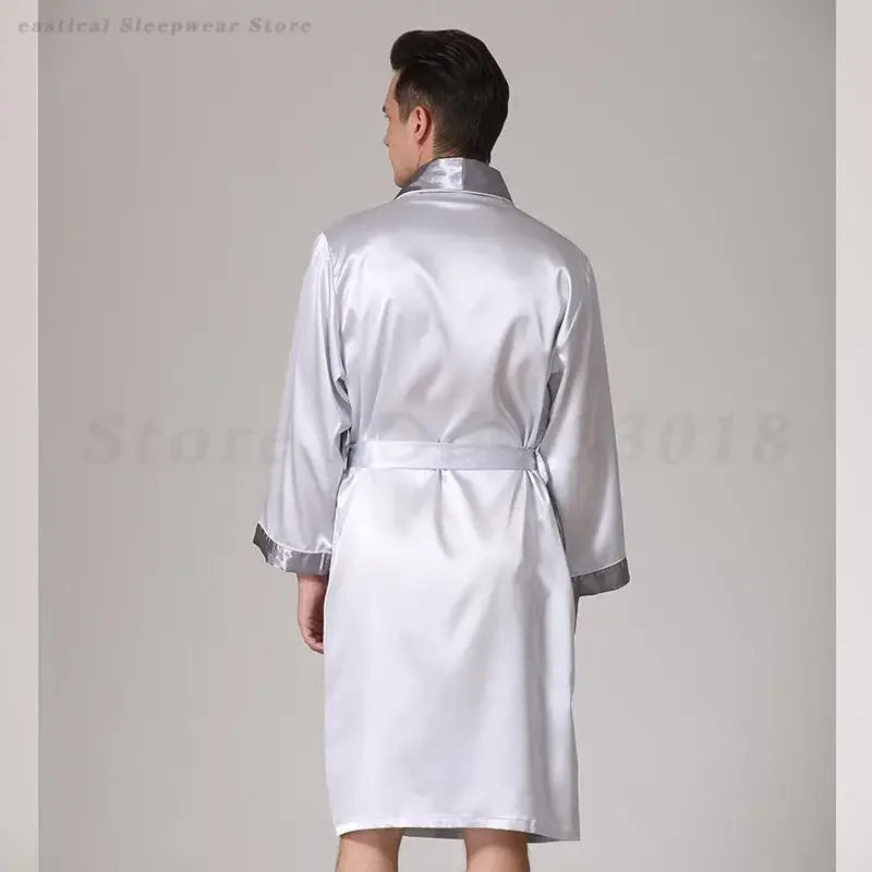 Peignoir court satin polyester homme
