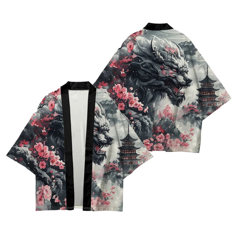 Veste Japonaise Animaux mythiques Polyester