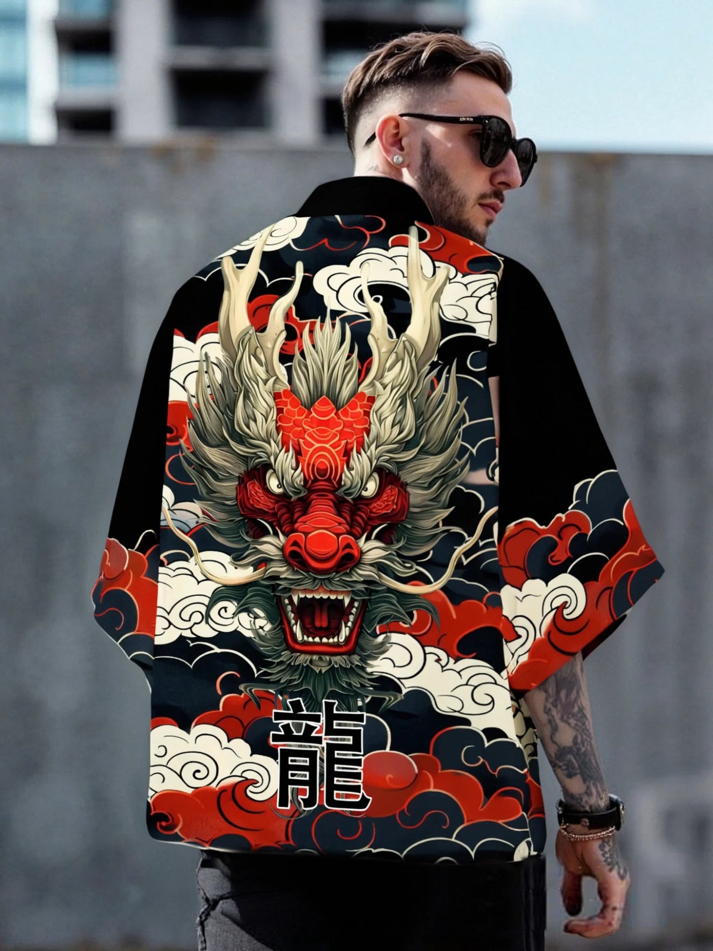 Veste Japonaise Dragon Polyester