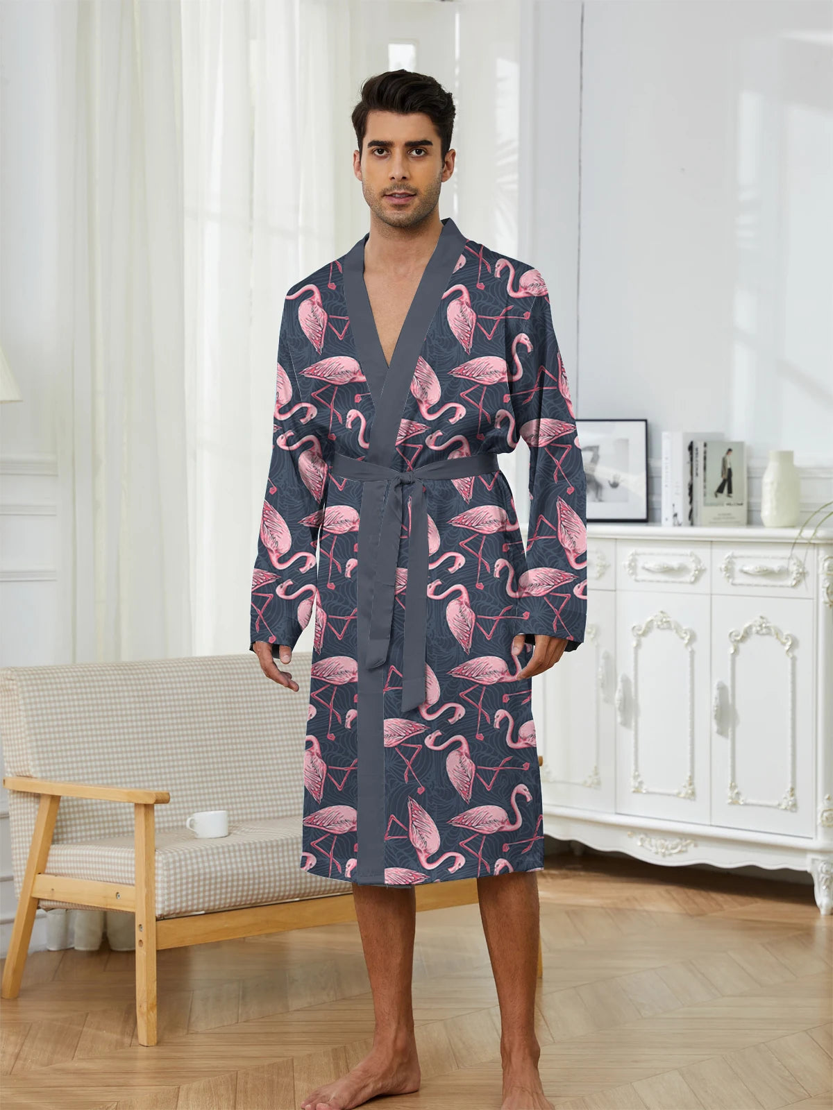 peignoir imprimé flamand rose Polyester Homme