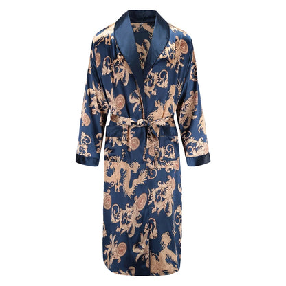 Peignoir Satin Dragon Homme Polyester/Rayon