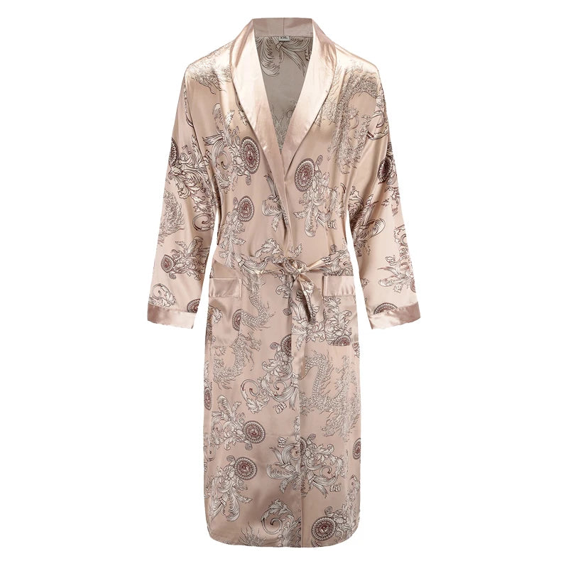 Peignoir Satin Dragon Homme Polyester/Rayon