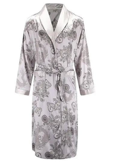 Peignoir Satin Dragon Homme Polyester/Rayon