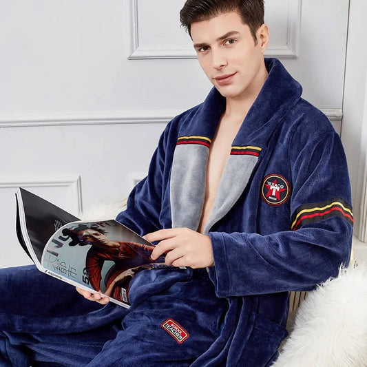 Peignoir automne hiver homme flanelle polyester