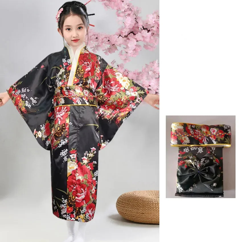 Kimono Japonais Satin Polyester petite Fille