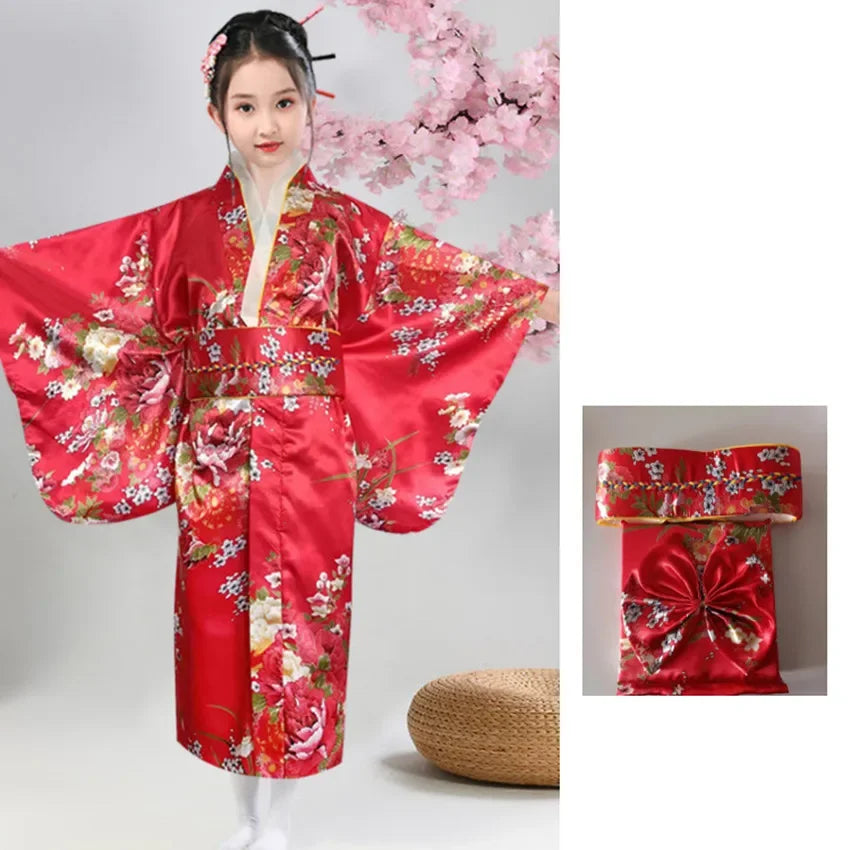 Kimono Japonais Satin Polyester petite Fille