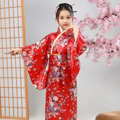 Kimono Japonais Satin Polyester petite Fille