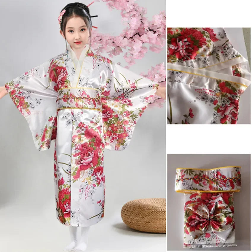 Kimono Japonais Satin Polyester petite Fille