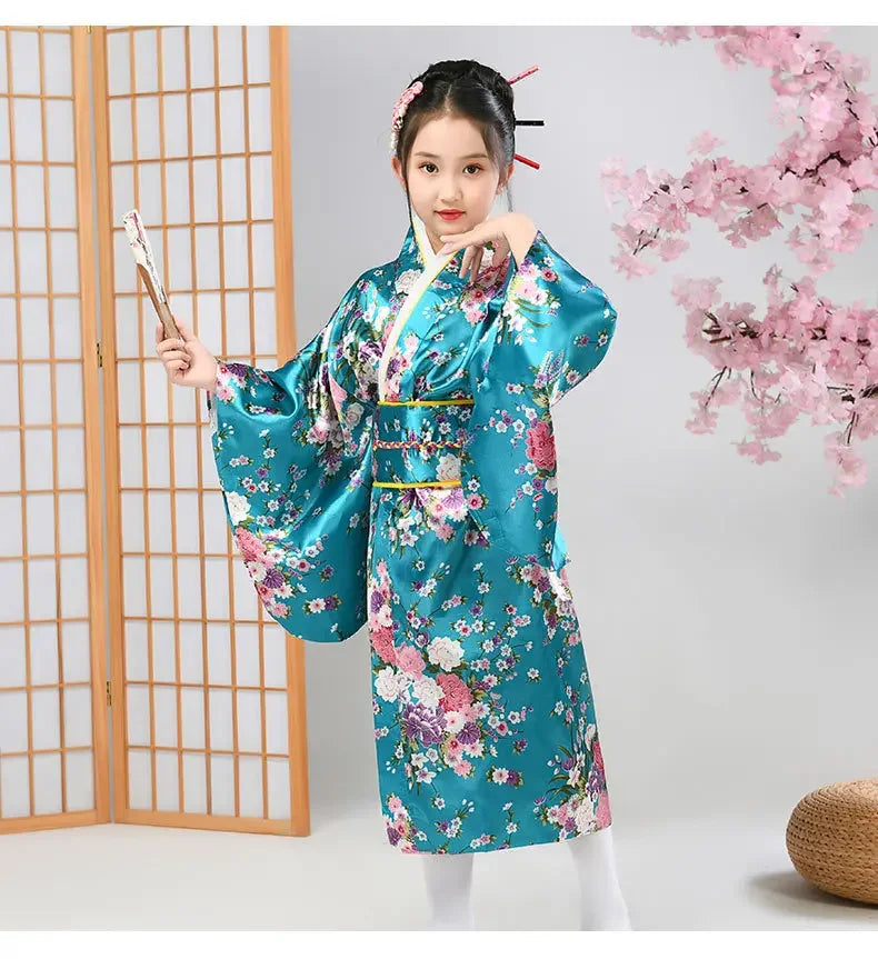 Kimono Japonais Satin Polyester petite Fille