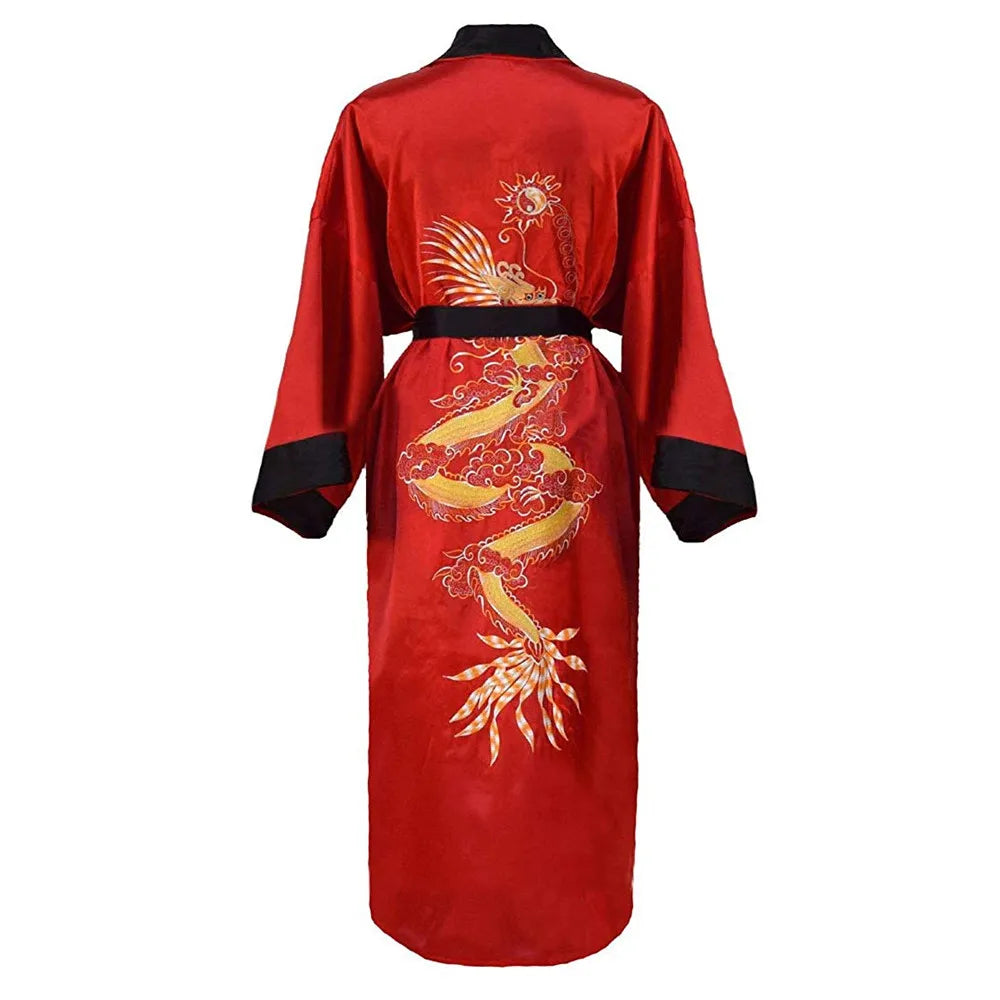 Kimono chinois dragon Satin Rayon/Soie Unisexe