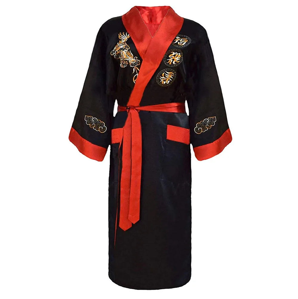 Kimono chinois dragon Satin Rayon/Soie Unisexe