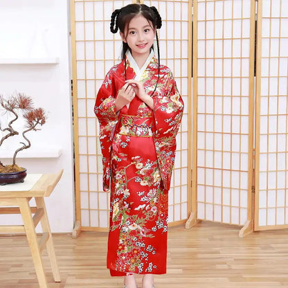 Kimono traditionnel Japonais Satin Petite Fille