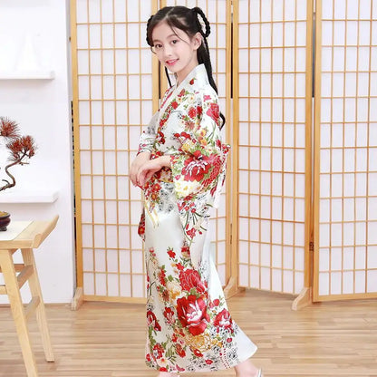 Kimono traditionnel Japonais Satin Petite Fille