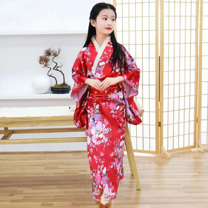Kimono traditionnel Japonais Satin Petite Fille