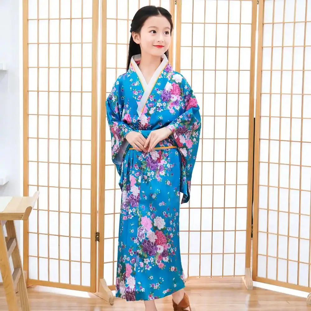 Kimono traditionnel Japonais Satin Petite Fille