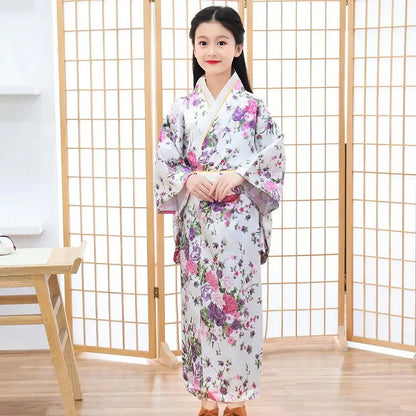 Kimono traditionnel Japonais Satin Petite Fille