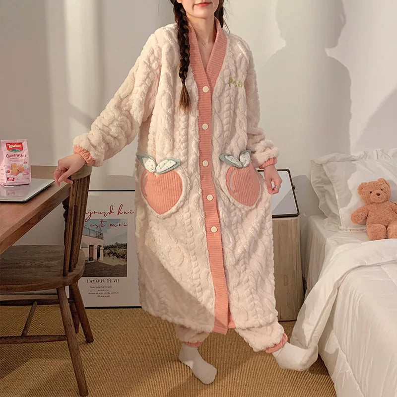 Peignoir Avec Pantalon Femme Flanelle