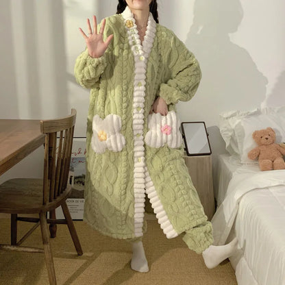 Peignoir Avec Pantalon Flanelle Femme