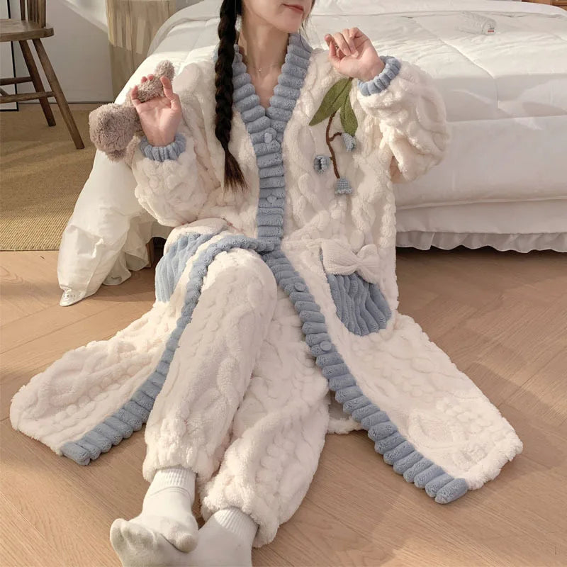 Peignoir Avec Pantalon Flanelle Femme