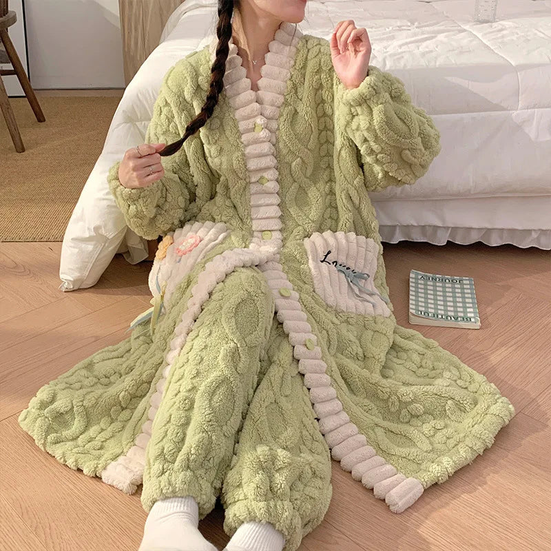 Peignoir Avec Pantalon Flanelle Femme