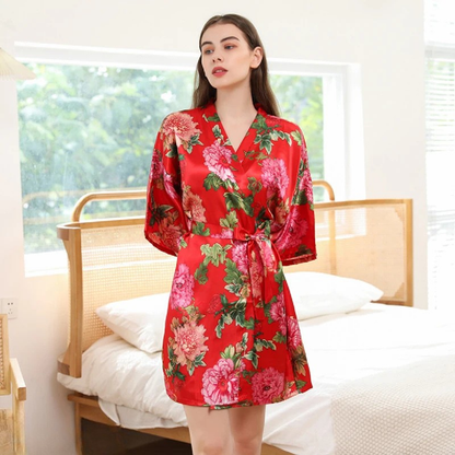 Peignoir Femme Floral Court