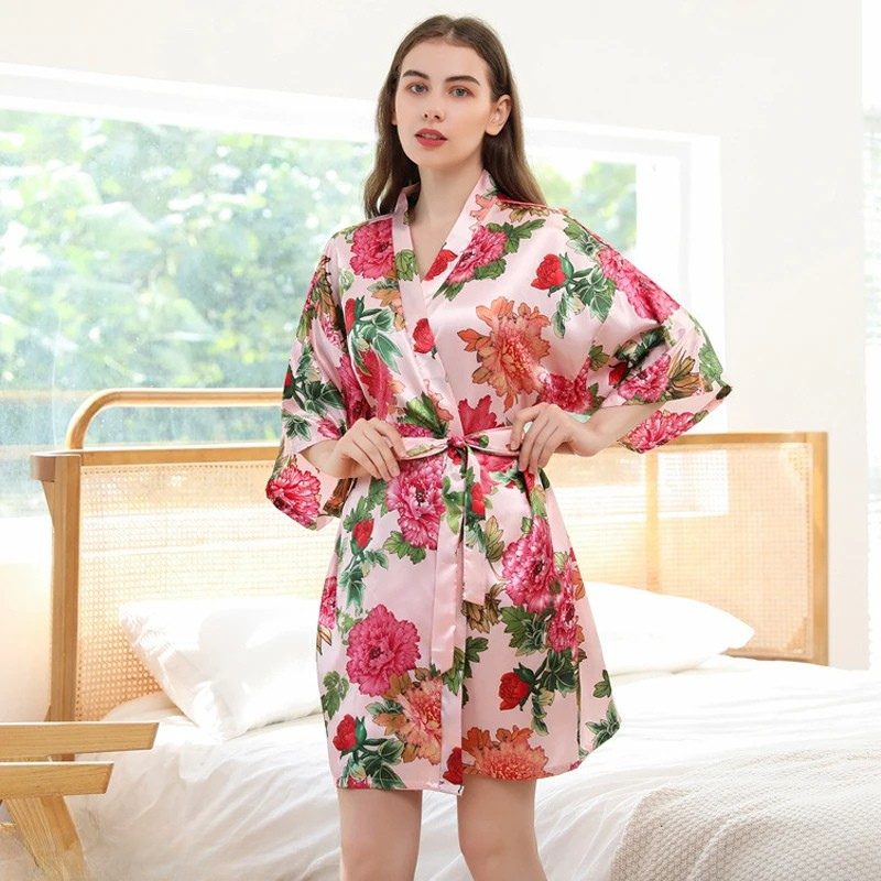 Peignoir Femme Floral Court