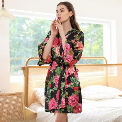 Peignoir Femme Floral Court