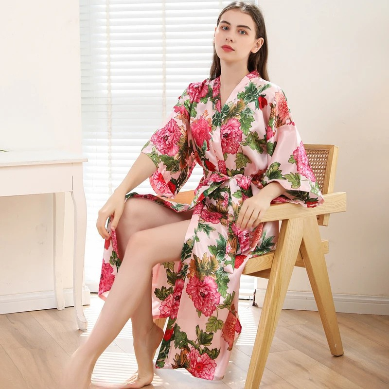 Peignoir Femme Floral Long