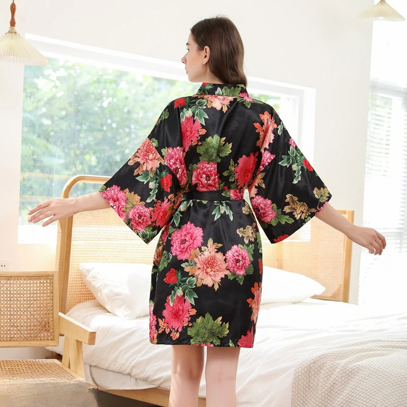 Peignoir Femme Floral Court