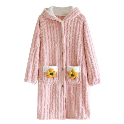 Peignoir Flanelle/Polaire corail Femme