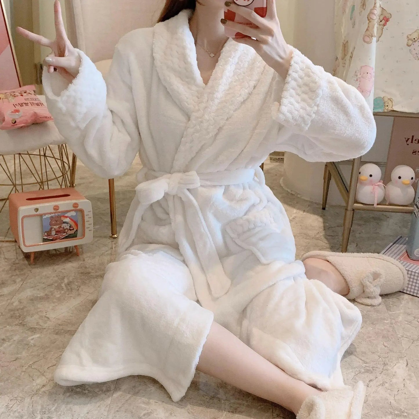 Peignoir Hiver polyester Velours/polaire Femme