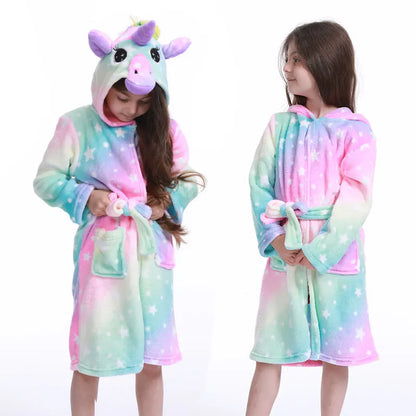 Peignoir Licorne Enfant en Flanelle Polaire