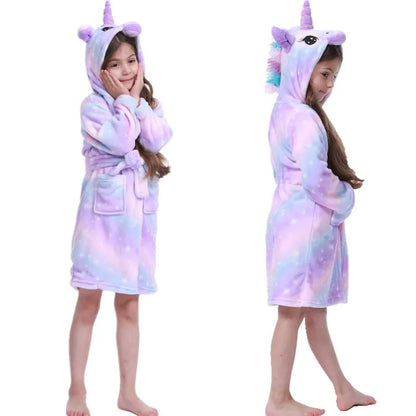 Peignoir Licorne Enfant en Flanelle Polaire