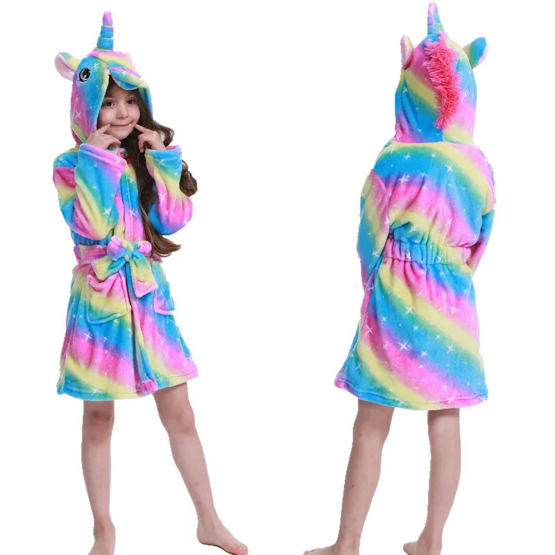 Peignoir Licorne Enfant en Flanelle Polaire