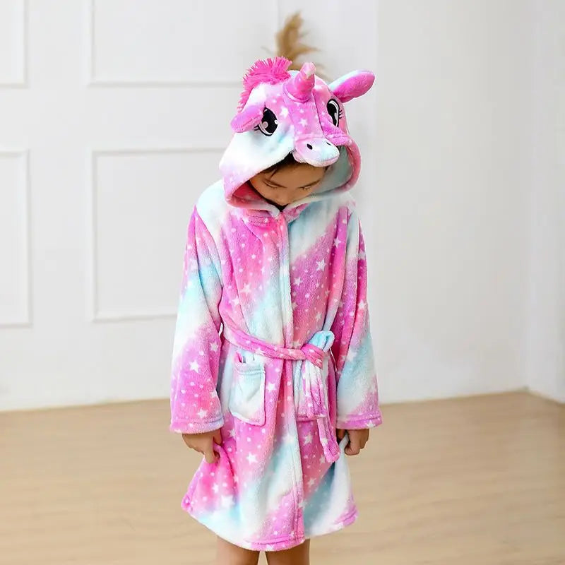 Peignoir Licorne Enfant en Flanelle Polaire
